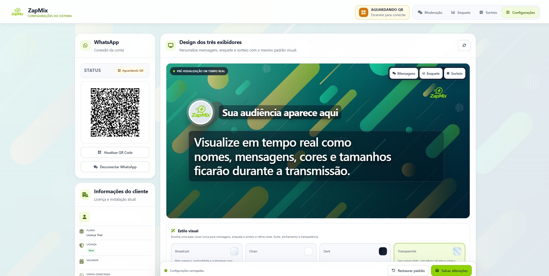 Tela do ZapMix integrada ao vMix